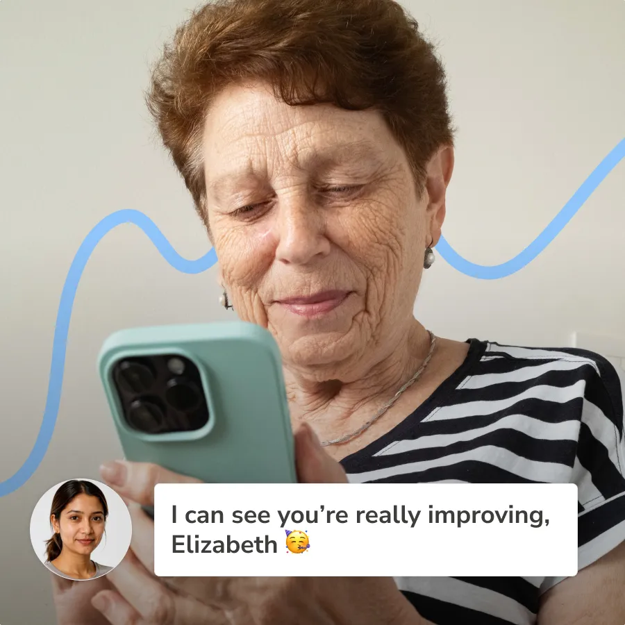 Older adult using the Sentinel app on a smartphone